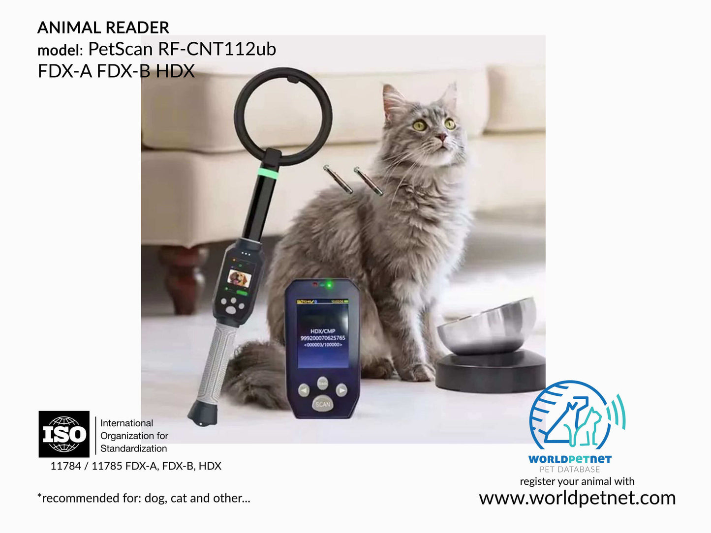 Czytnik mikrochipów PetScan RF-CNT112ub  11784/11785  FDX-B, FDX-A, HDX