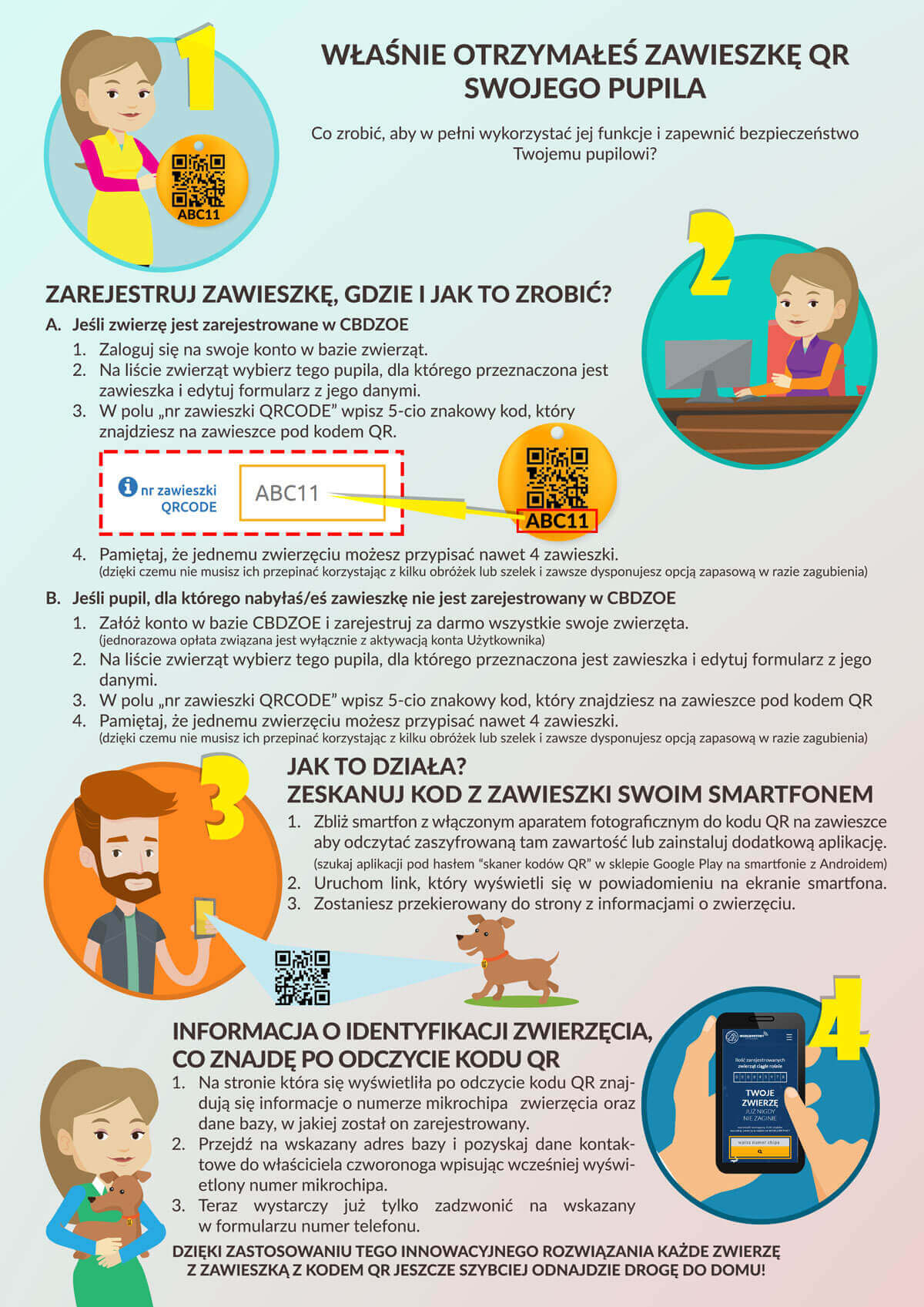 Zawieszka z kodem QR umożliwiającym szybką identyfikację psa lub kota