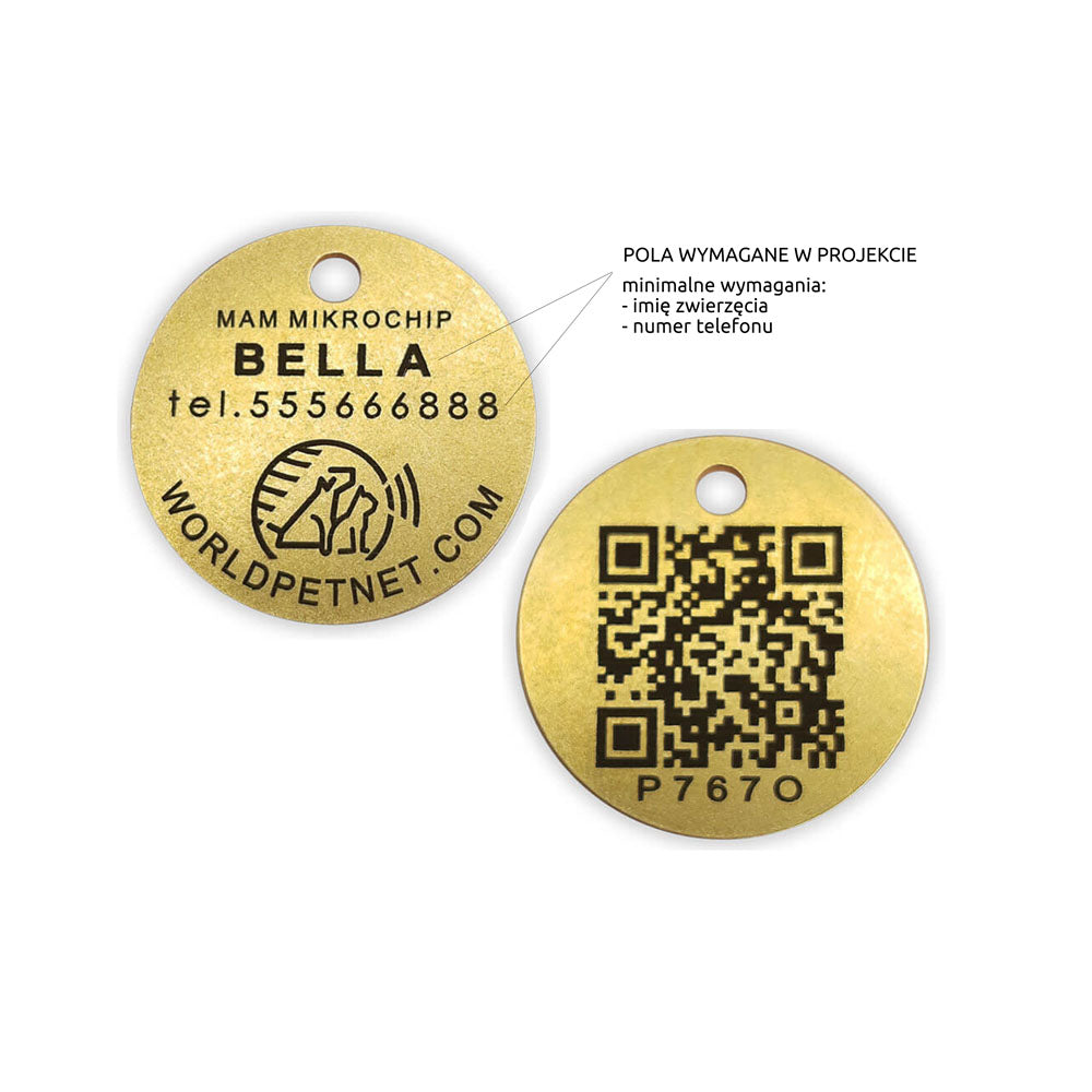 Zawieszka z kodem QR umożliwiającym szybką identyfikację psa lub kota