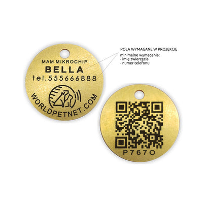 Zawieszka z kodem QR umożliwiającym szybką identyfikację psa lub kota